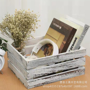 Retro Wooden Display <b>Box</b> Rectangular White Gray Green Blue Natural Wood Color Dustproof <b>Storage</b> Home Decorative <b>Storage</b> Boxes - Product Image 1
