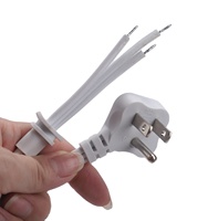 Câble d'alimentation US NEMA 1-15P à 3 broches vers fil nu dénudé, en PVC blanc, avec conducteur en cuivre pur, pour lampe philippine et petits appareils électroménagers