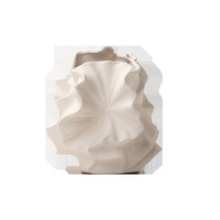 Vase en céramique semi-artisanal YHM modèle 8219, blanc mat, glaçure colorée élégante, design moderne minimaliste de style nordique, créatif