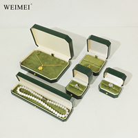 Boîte à bijoux de luxe WEIMEI en émeraude verte octogonale, ensemble d'emballage personnalisé en papier pour bagues, colliers et pendentifs