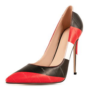 Escarpins à talons aiguilles pour femme, grande taille 47, coupe large, à bout pointu, avec nœud, patchwork, multicolores, élégants - Product Image 1
