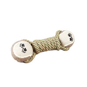 Eco-Friendly <strong>Cotton</strong> <strong>Rope</strong> &amp; <strong>Tennis</strong> <strong>Ball</strong> <strong>Dog</strong> Chew <strong>Toy</strong> with Handle for Boredom Relief-Indoor/Outdoor Use - Product Image 1