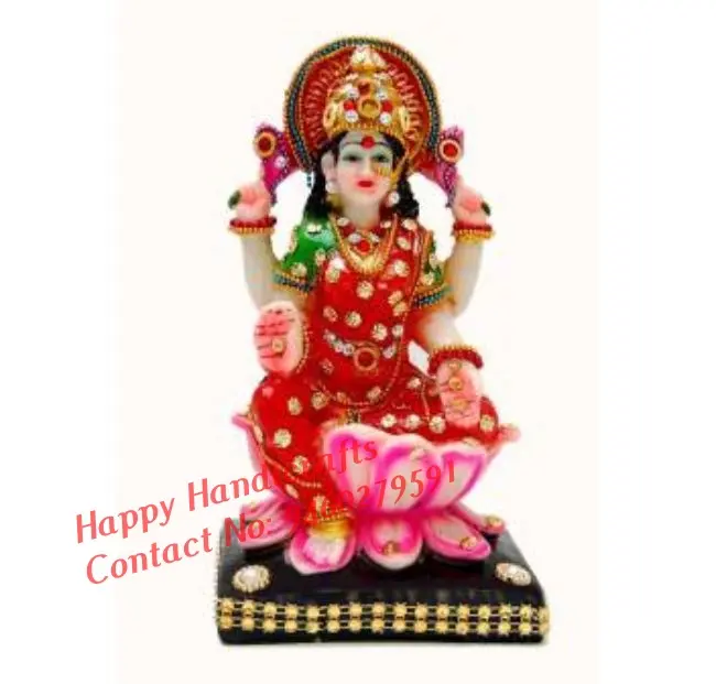 Marmer Stof Lord Laxmi Standbeeld Godin Lakshmi God Idol Handwerk Diwali Decoratieve Interieur Spirituele Puja Vastu Beeldje