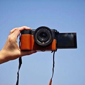 เคสป้องกันกล้องหนัง PU สีน้ำตาลแข็งสำหรับกล้อง DSLR แบบไร้กระจก X9R10X3สายปรับได้ - Product Image 2