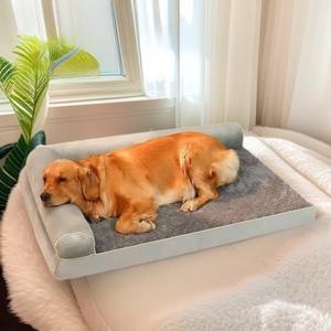 Designer Luxury Eco-Friendly Flannel Dog Bed <b>Sofa</b> Breathable <b>Support</b> Solid Pattern Removable Cover Square Boxed - Product Image 2