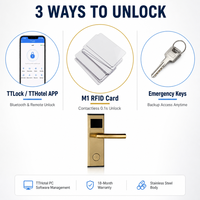 Cerradura Electrónica Inteligente para Puerta de Hotel TT Lock, Impermeable, para Puerta de Madera, Software de Gestión de Hotel TThotel, Acero Inoxidable, WIFI, BLE, Aplicación TT