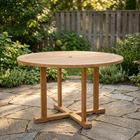 Table de salle à manger extérieure moderne en teck massif écologique pour patio et jardin, 4 places