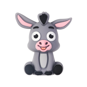 Perles fantaisie en silicone en gros, motif petit âne de ferme 3D de dessin animé, pour porte-clés, bracelets, espaceurs pour stylos à perles, en vrac - Product Image 3