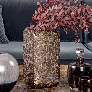 豪华金色方形陶瓷花瓶用于家居装饰桌子雕塑