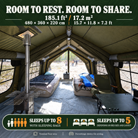 Tente gonflable familiale Coody Familia 17.2 Air - verte, glamping, installation rapide, quatre saisons, durable, pour le camping en plein air