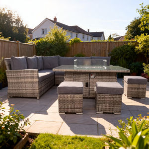 Conjunto de Muebles de Jardín de Ratán con Mesa para Fogatas, Sofá Modular <span class=keywords><strong>Seccional</strong></span>, Taburete, Opciones de Color Personalizadas para Jardín, <span class=keywords><strong>Terraza</strong></span> y Hogar - Product Image 2