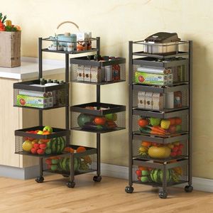 Keukenorganizer Vijflaags Metalen Frame Planken Met Afneembare Wielen Vierlaags Opbergmand Voor Fruit En Groenten