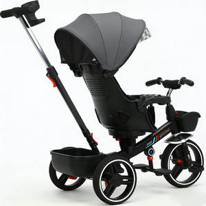 Tricycle pour enfants, poussette à 3 roues, tricycle pour bébé à 3 roues avec <span class=keywords><strong>abri</strong></span> de pluie, pliable, tricycle pour bébé 4 en 1 - Product Image 1