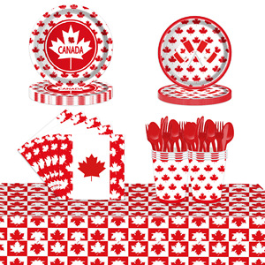 Juego de Papel Decorativo con Hojas de Arce Canadiense, 60-80 Piezas, Vajilla para Cumpleaños y Celebración del Día de la Independencia - Product Image 1