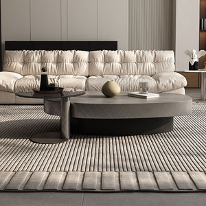 Table d'appoint moderne basse en verre 120/130/140Cm personnalisée en laiton antique irrégulier étain métal café meubles de salon - Product Image 3