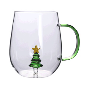 Vaso de Vidrio Borosilicato de Doble Pared con Aislamiento de 12 oz, Diseño de Árbol de Navidad, Hecho a Mano, Libre de BPA, para Fiestas Navideñas y <span class=keywords><strong>Regalos</strong></span> Secretos de Papá Noel - Product Image 2