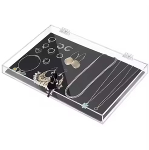 Hình chữ nhật rõ ràng lưu trữ Showcase Box với nắp Stackable <span class=keywords><strong>Acrylic</strong></span> khóa vòng vòng Vòng trang sức hiển thị trường hợp - Product Image 1