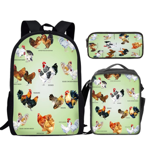 Dropshipping enfants <span class=keywords><strong>cartable</strong></span> sac à dos enfants sac d'école sacs mignon poulets imprimer 3 pièces ensemble personnalisé 3 en 1 sac d'école - Product Image 3