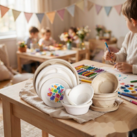 Assiettes en bagasse blanches 9-10 pouces jetables robustes élégantes pour mariages, banquets et traiteurs (vente en gros)