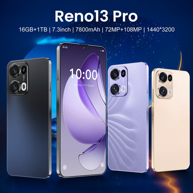 2026 Reno 13Pro Smartphone 5G 16GB 1TB 7.3 Inch Screen 108MP Camera 10 Core Android 15 Big Battery