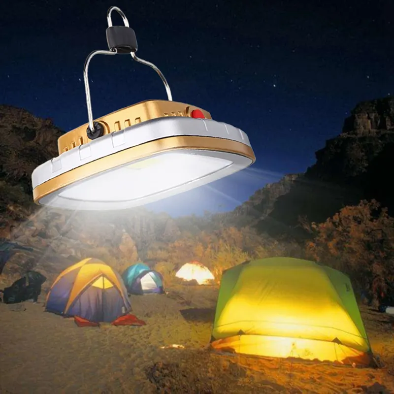Lanterna led portátil ao ar livre, 16 cob, solar, tenda, acampamento, lâmpada usb, bateria recarregável, luz para tenda, pendurada, gancho, lâmpada