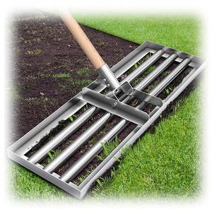 JH-Mech 30 "x 10" <span class=keywords><strong>Râteau</strong></span> de nivellement de pelouse 6.5FT Long manche <span class=keywords><strong>en</strong></span> <span class=keywords><strong>bois</strong></span> massif Heavy Duty Dirt Landscape Yard Lawn Level Rake - Product Image 1