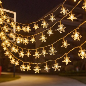 Đèn LED Dây Đèn Trang Trí 1.5m Hình Quả Cầu Nhựa, Hình Sao, Hình Bông Tuyết, Có Hộp Pin, Dùng Cho Tiệc Cưới, Cây Thông Giáng Sinh, Trang Trí Nhà Cửa, Vườn - Product Image 4