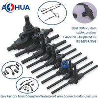 Conector de Cable Tipo T Impermeable IP68 de 2, 3 y 4 Pines AOHUA, Divisor de Alimentación Macho-Hembra para Tiras LED, Iluminación de Paredes y Exteriores