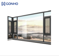 Fenêtres résidentielles modernes GONHO à double vitrage trempé insonorisé, à lamelles en aluminium, avec ouverture horizontale pour la maison