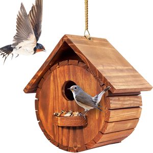 Outdoor 2 Bird House Room Voor 2 Vogel Families Bluebird Vink Kardinalen Houten Vogelhuis Opknoping Voor Tuin - Product Image 1