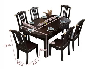 Convertible Dinning bảng thiết lập cho 6 cao su gỗ có thể gập lại bảng vuông để vòng thiết kế với rắn ghế gỗ đa kết thúc tùy chọn - Product Image 6