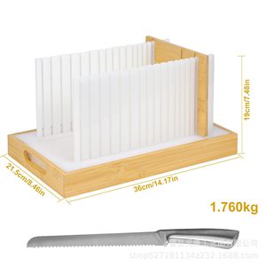 Cortador de pan de bambú Yuan Kang con tabla de PE para cortar uniformemente y recoger migas, herramienta de cocina para hornear - Product Image 3