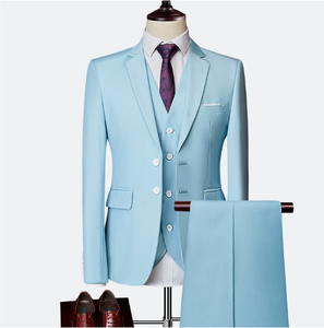 Nouveau <span class=keywords><strong>costume</strong></span> d'affaires hommes trois pièces simple boutonnage Long plat britannique Slim Fit robe <span class=keywords><strong>de</strong></span> mariée multicolore <span class=keywords><strong>grande</strong></span> <span class=keywords><strong>taille</strong></span> garçons d'honneur - Product Image 5