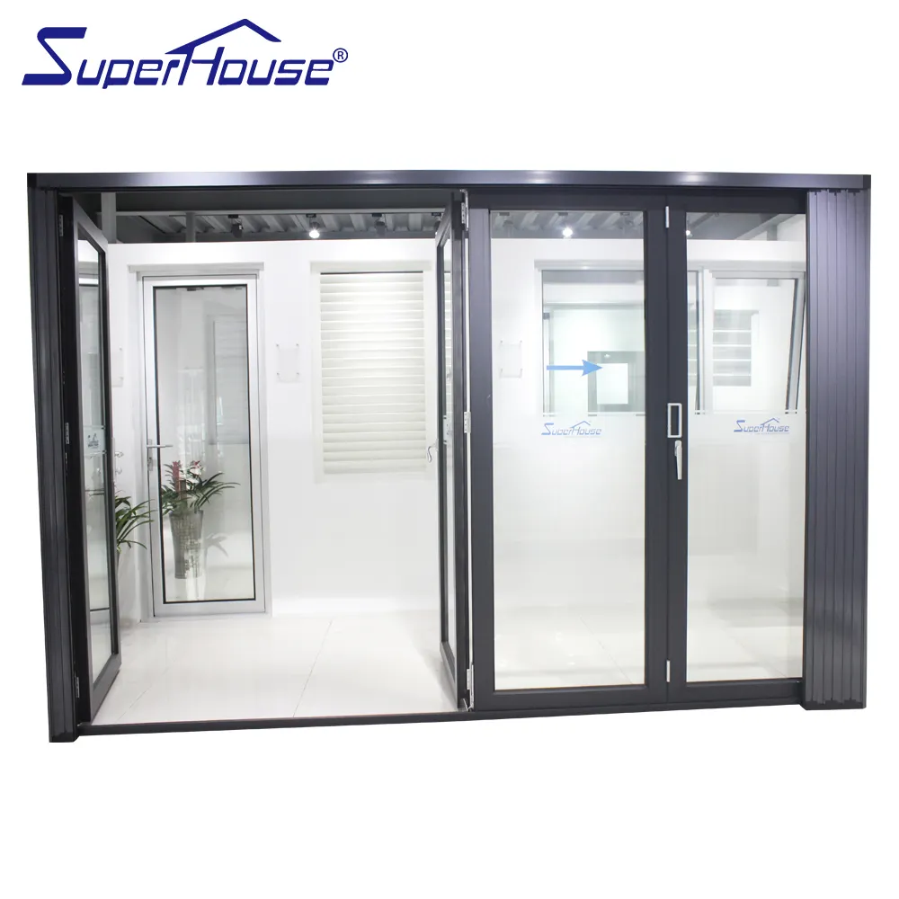 Super house Australian Standard As2047 Aluminium-Innen-Bifold-Tür UPVC Bi-Faltglas Faltbare moderne Aluminium legierung CN;SHG