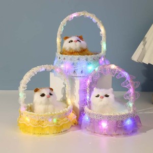 Giỏ mèo với đèn mô phỏng mèo để Boudoir bạn gái món quà bằng giọng nói mèo con búp bê sang trọng trang trí wholese - Product Image 2