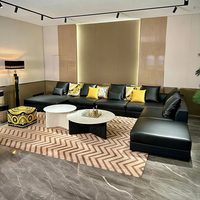 Fabrik Premium-Qualität Wohnzimmermöbel Sofa-Set Modulares Modernes L-förmiges Design Schwarzes Leder-Ecksofa-Set