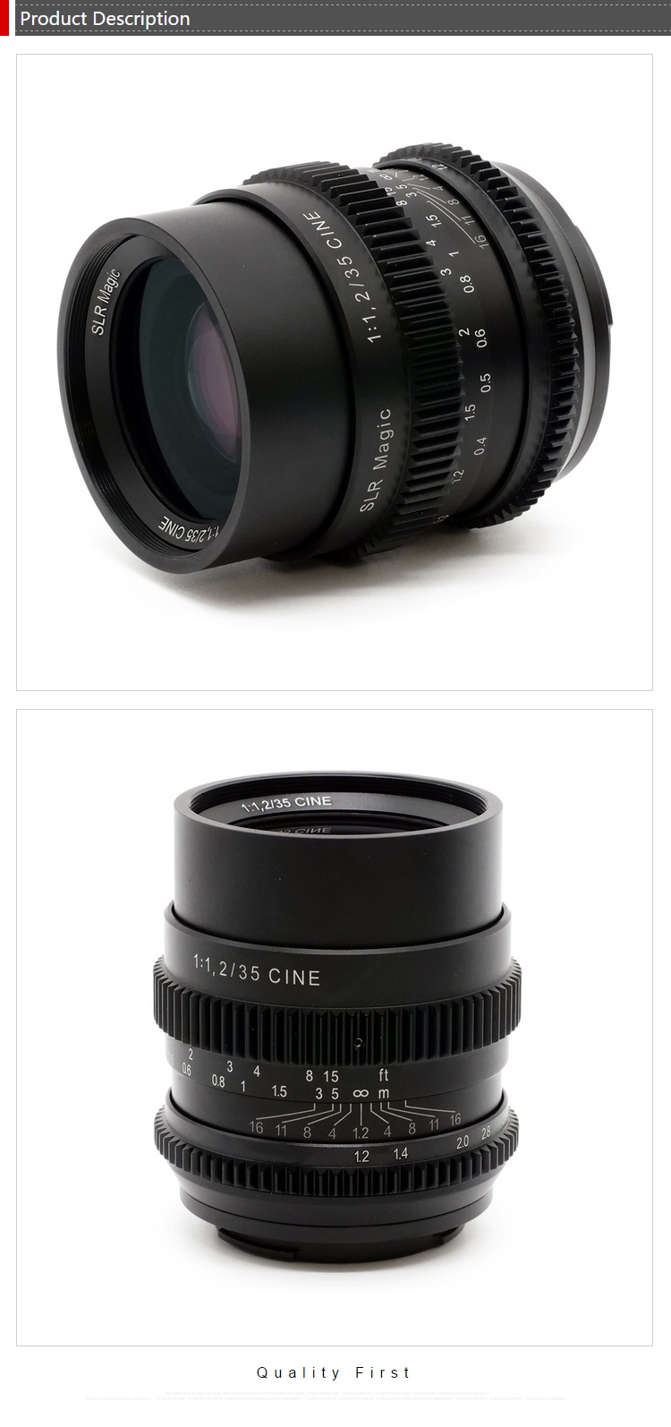 SLR Magic 35mm F1.2 Lens - Manual Focus for E-Mount & X-mount