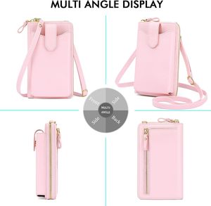 Petit portefeuille bandoulière pour femme, en cuir vegan, avec blocage RFID, fermeture éclair, doublure en nylon, emplacements pour cartes - Product Image 3