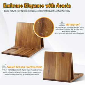Acacia Wood Triangle Book Stand with Cup Pen <strong>Glasses</strong> Phone <strong>Holder</strong> Foldable Portable Smart Design for Bedroom <strong>Nightstand</strong> Office - Product Image 4