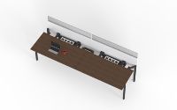 Bureau de travail pour 4 personnes avec plateau coulissant pour câbles et écran de confidentialité pour bureau