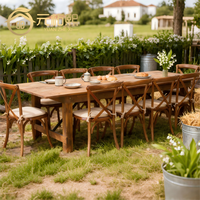 Table de banquet pliante en bois massif rustique pour événements de mariage, table à manger en bois style ferme, vente en gros
