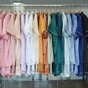 Abbigliamento da notte da donna di lusso estivo in raso di <span class=keywords><strong>seta</strong></span> di alta qualità pantaloncini a maniche corte pigiama Set 20 colori Casual elegante classico per - Product Image 3