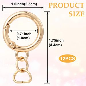STSTR Pcs Round <b>Spring</b> <b>Clips</b> With D Ring Gold Metal Keyring Purse <b>Clip</b> Heavy Duty Opening O Ring Carabiner For Keychains Buckle - Product Image 2
