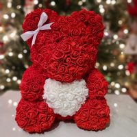Bunga buatan beruang kotak PVC busa PE bunga Valentine hadiah mawar beruang dengan kotak hadiah