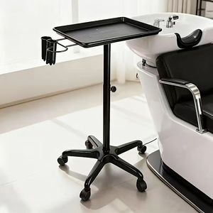 Modern Plastic Hairdressing Tray <b>Foldable</b> Black Beauty Salon Hair Extension <b>Trolley</b> Movable For Beauty Salon - Product Image 3