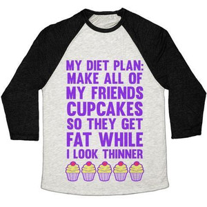 Camiseta de béisbol unisex de mezcla triple My Diet Plan (Cupcakes) - Product Image 2