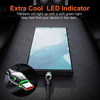 Kabel Data USB C ke USB C dengan Kepala Ular dari Paduan Seng Berlapis Nilon 1M 2M dan LED