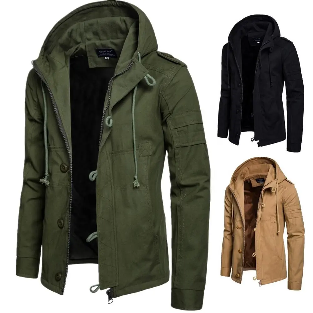 KMS Ready To Ship Winter Men Coat Cotton Padded Hooded Down Coat Casual high quality tactical Jacket Outwear