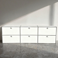 Meuble TV moderne en acier inoxydable KD à assembler - Armoire de salon et de bar extensible à 6 portes avec un design de rangement pratique