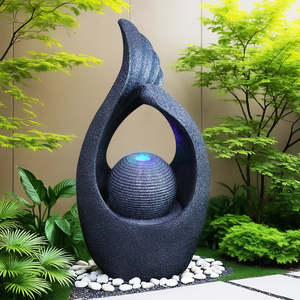 ¡Stock estadounidense! Fuente de resina de diseño hueco con orbe, ideal para los amantes del jardín y la decoración del hogar, jardines o espacios interiores - Product Image 2
